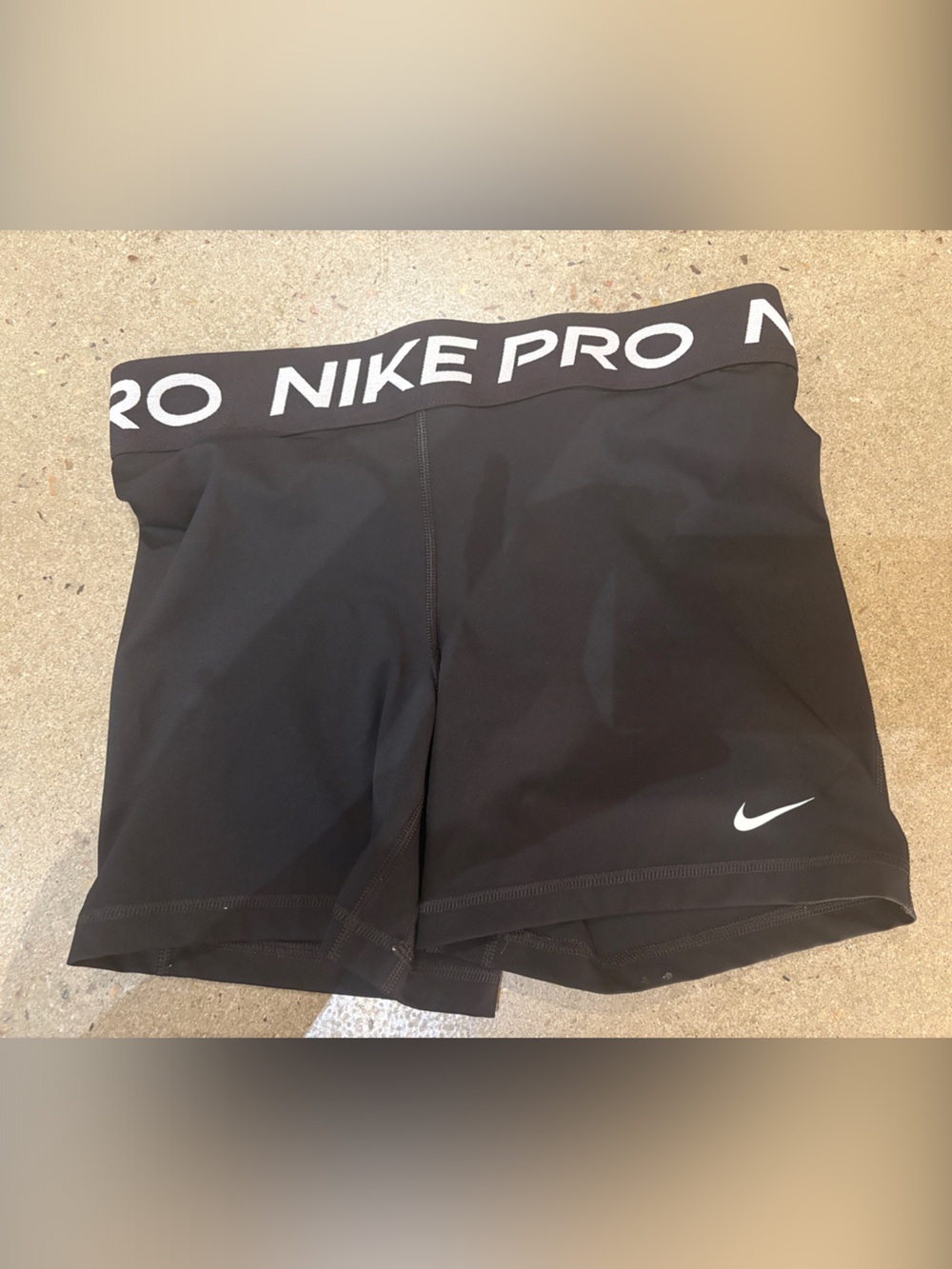 Nike Pro Black Athletic Shorts with White Logo